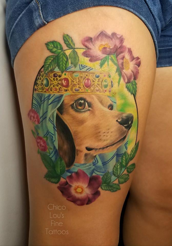 Fair maiden Eva by Chico Lou's Fine Tattoos shop in Athens Georgia GA. Artist - Sara Fogle