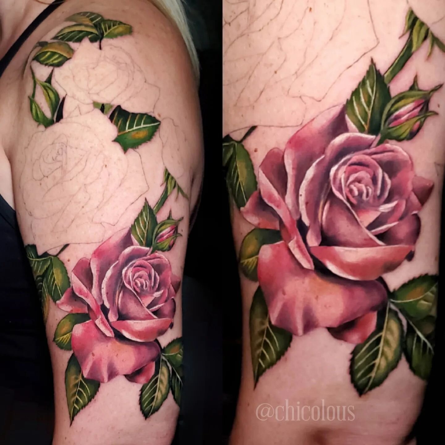 Pretty Pink roses by @saramachenart 
.
.
#chicolousfinetattoos #gatattoos #gatattooer #atlantatattooer #colortattoo #flowers #flowertattoo #colorrealism #ga #uga #tattooshops #tattooart #tattoos #tattoolover #tattoostyle #pink #sleevetattoo #rosetatt